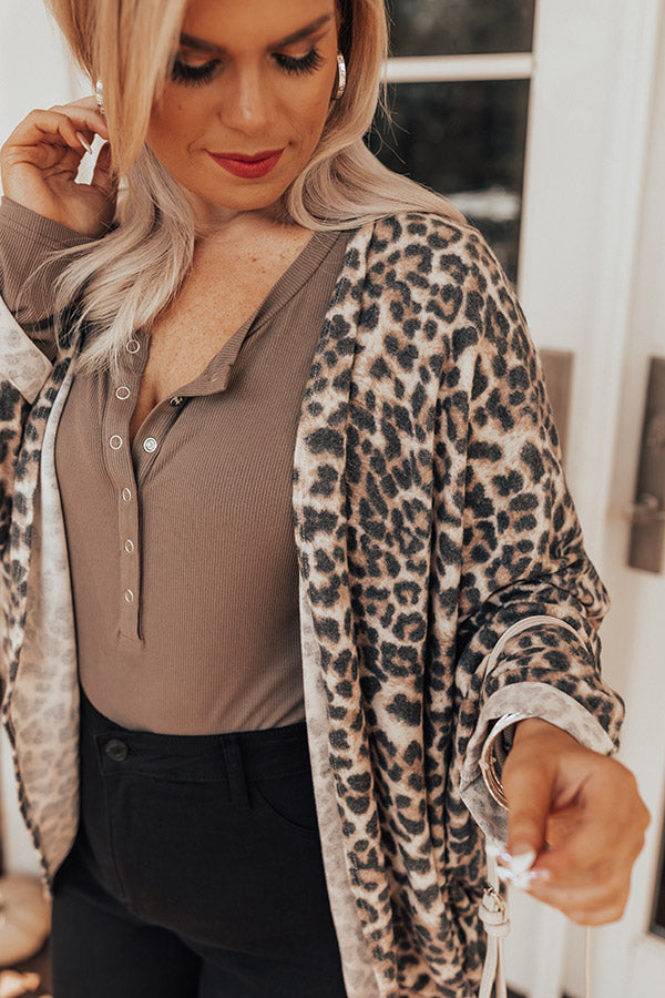 Early Morning Cozy Leopard Cardigan  Curves Image - 2