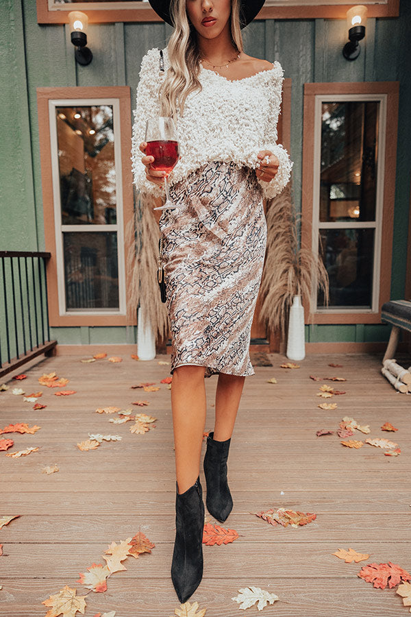 Coffee Until Cocktails Satin Midi in Warm Taupe Image - 1