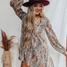 Flirty Babe Snake Print Tunic Dress in Warm Taupe Image - 1