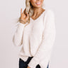 Cozy Side Knit Sweater In Cream Image - 1