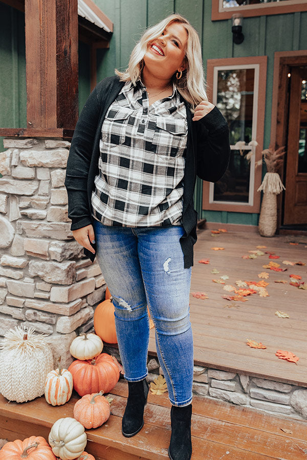 Cabin On The Lake Cardigan In Black Curves Image - 2