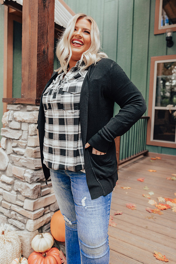 Cabin On The Lake Cardigan In Black Curves Image - 1