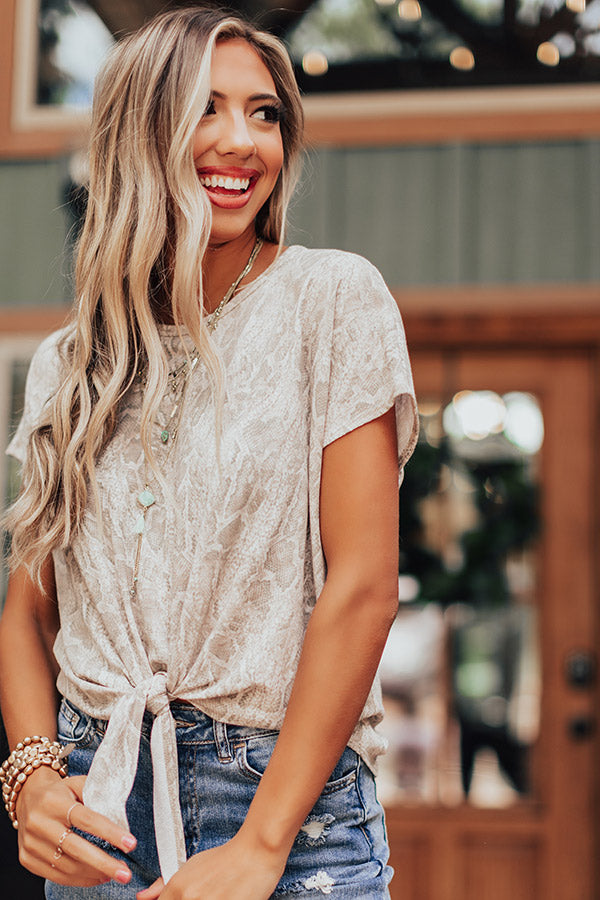 Latte Social Snake Print Tie Top Image - 4