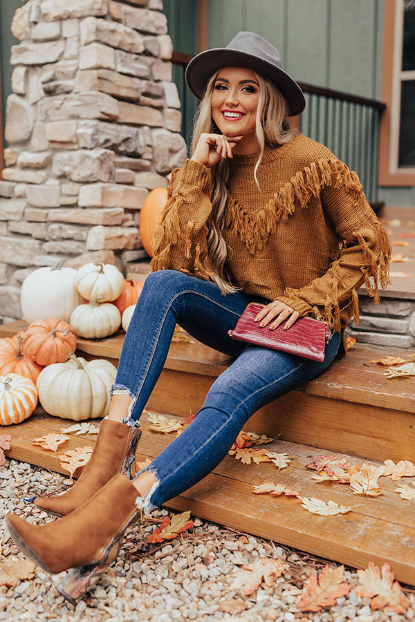 On The Fringe Knit Sweater In Mustard