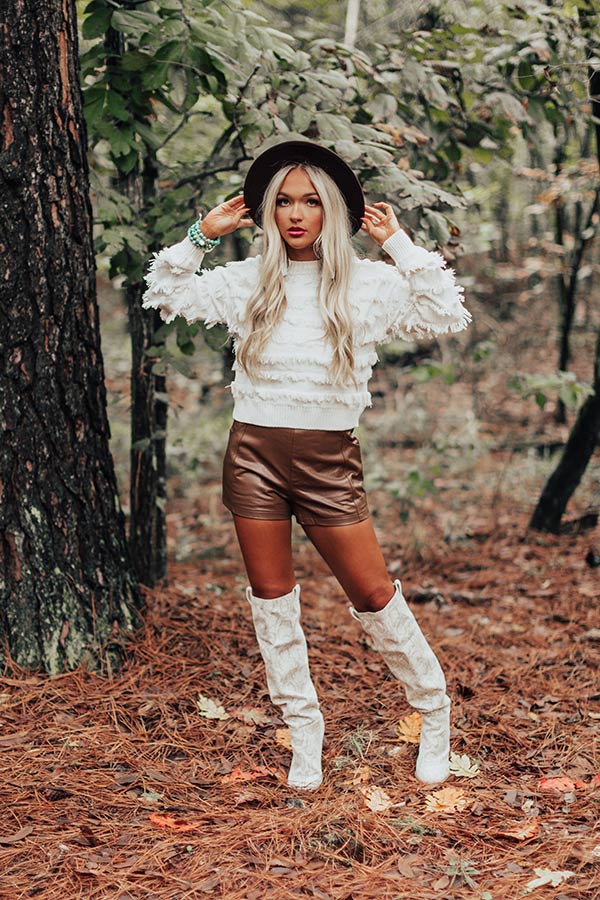 Cozy With Coffee Fringe Sweater In Ivory