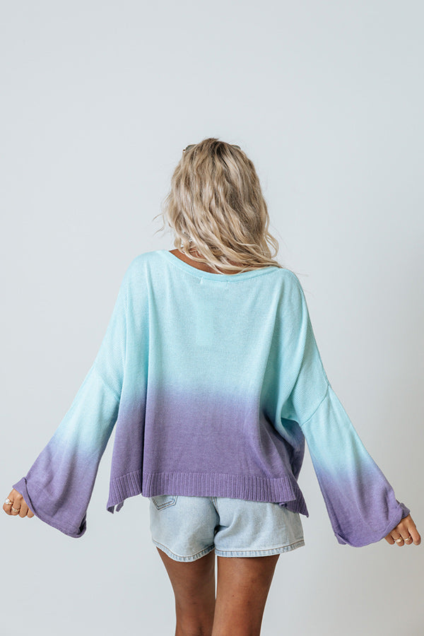Tuscan Sunsets Ombre Sweater in Aqua Image - 5