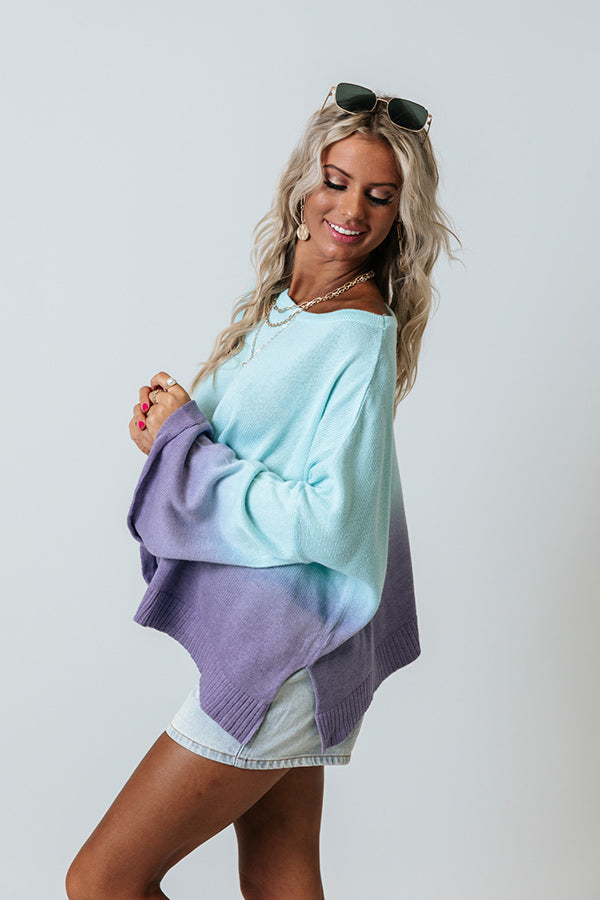 Tuscan Sunsets Ombre Sweater in Aqua Image - 4