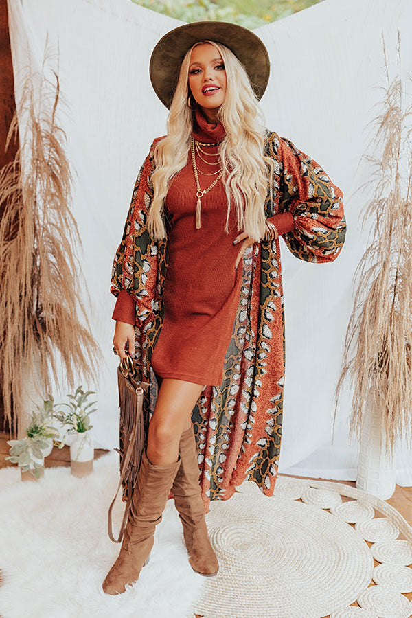 Bombshell Material Snake Print Duster in Rust Image - 2