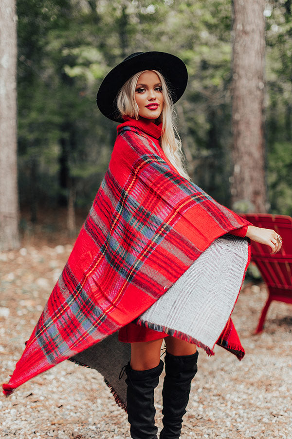 Picking Apples Plaid Poncho Image - 1