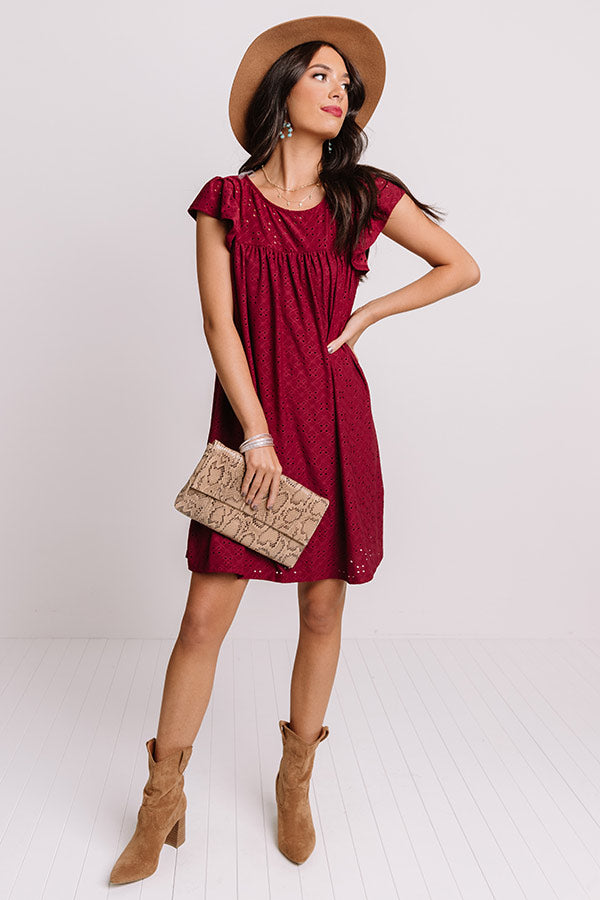 Uptown Estate Eyelet Dress In Wine Image - 1