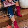 The Bailee Faux Suede Bootie In Wine Image - 1