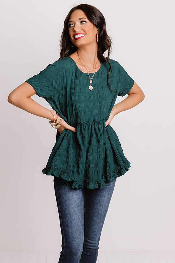Kisses In Capri Babydoll Top In Teal • Impressions Online Boutique