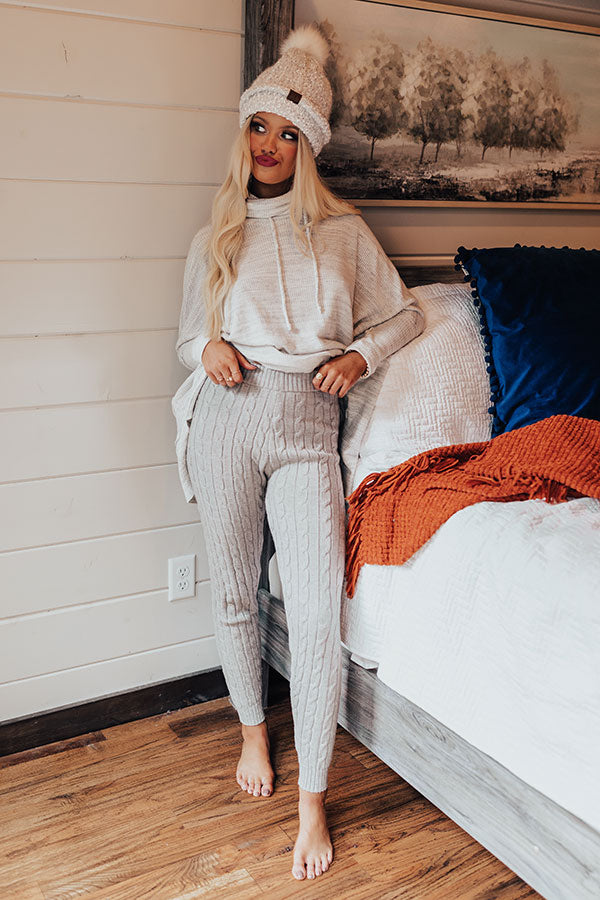 Latte Kisses High Waist Cable Knit Legging In Grey • Impressions