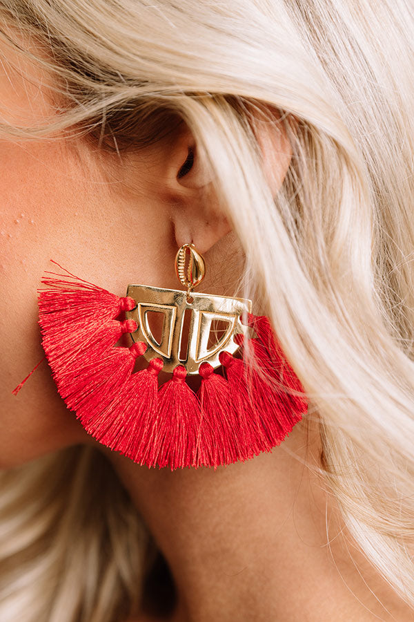 The Carmen Fan Earrings in Red Image - 2