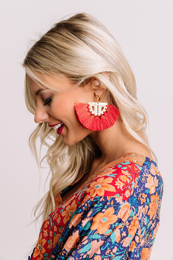 The Carmen Fan Earrings in Red Image - 1