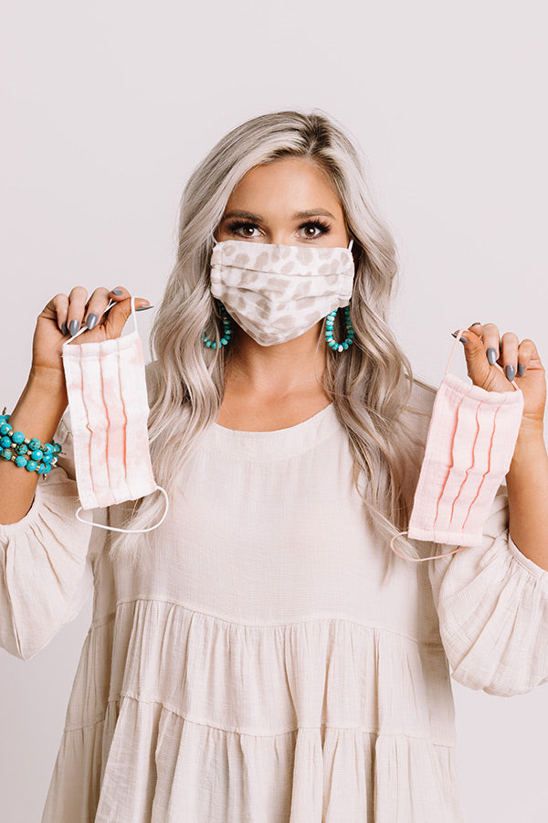 Cotton Mask 3pc Set in Blush Image - 1