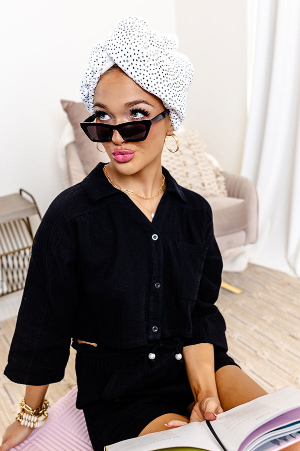 Quick-Drying Microfiber Hair Towel in Micro Dot Image - 1