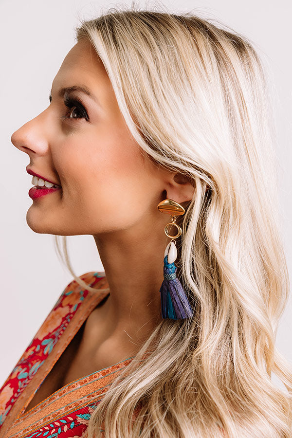 Kingston Tassel Earrings in Blue Image - 1