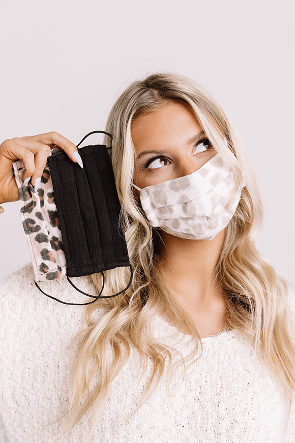 Cotton Mask 3pc Set in Leopard Image - 1