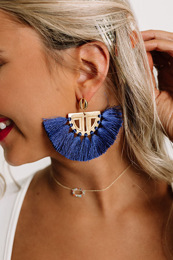 The Carmen Fan Earrings in Royal Blue Image - 2