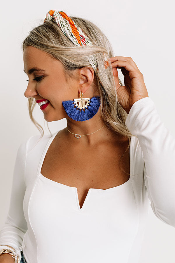 The Carmen Fan Earrings in Royal Blue Image - 1