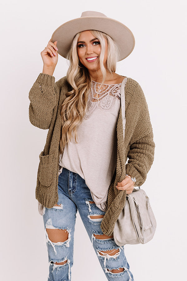 Sweet Throwback Crochet Shift Top In Taupe Image - 1