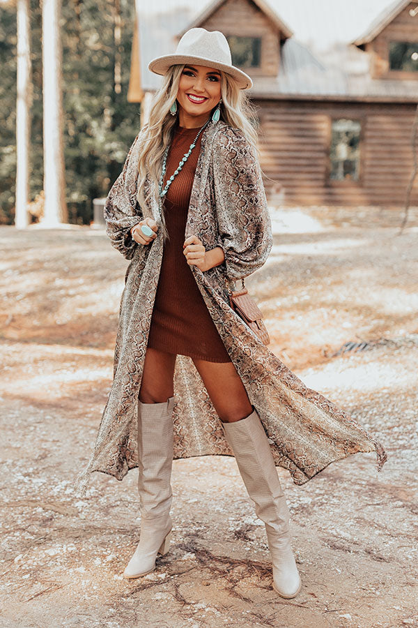 Bombshell Material Snake Print Duster in Brown Image - 1