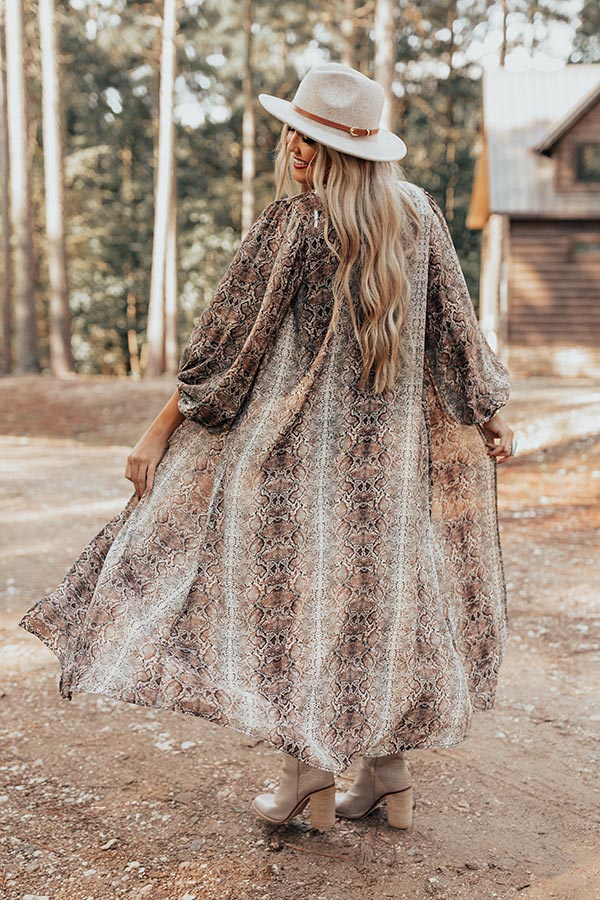 Bombshell Material Snake Print Duster in Brown Image - 4