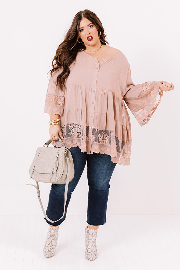 Close Call Lace Top In Latte Curves Image - 2