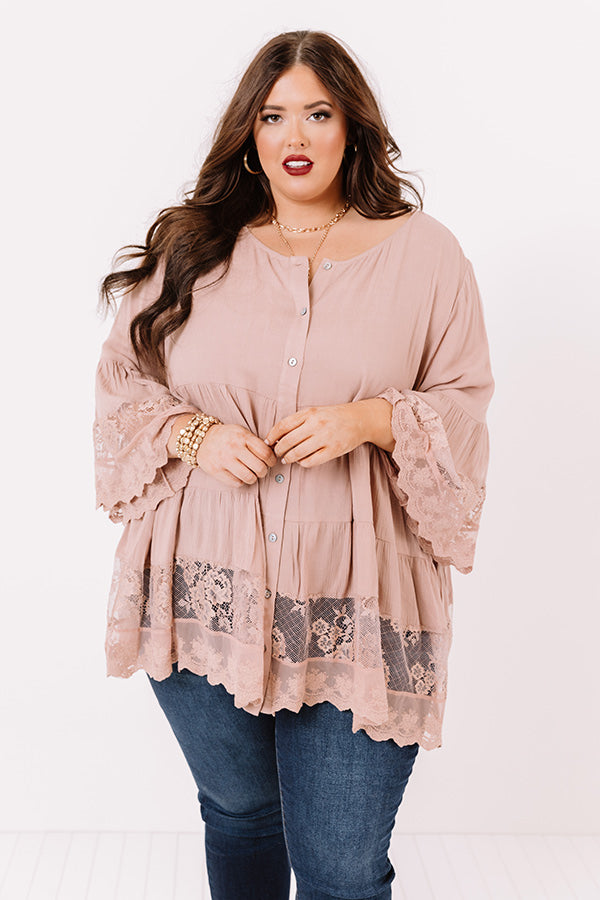 Close Call Lace Top In Latte Curves Image - 1