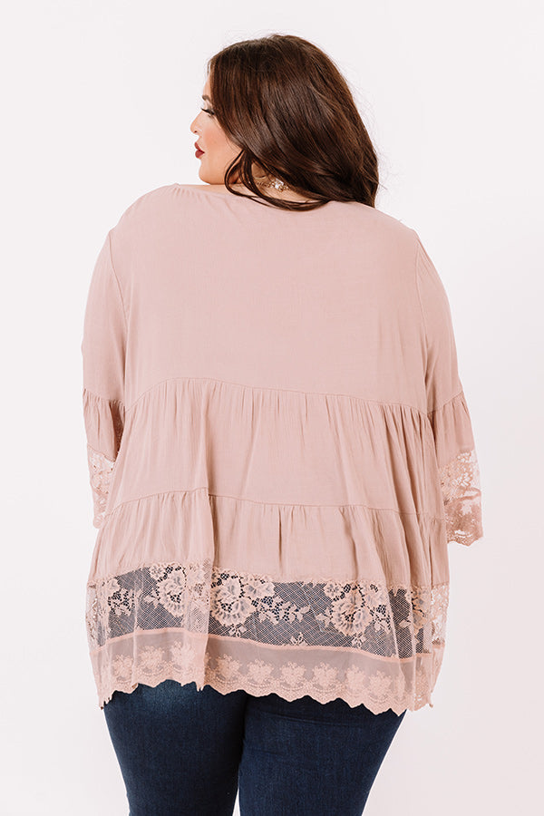 Close Call Lace Top In Latte Curves Image - 4