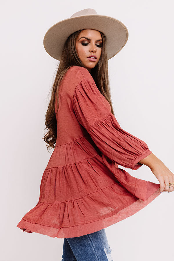 Vineyard Season Babydoll Top In Rose Image - 2