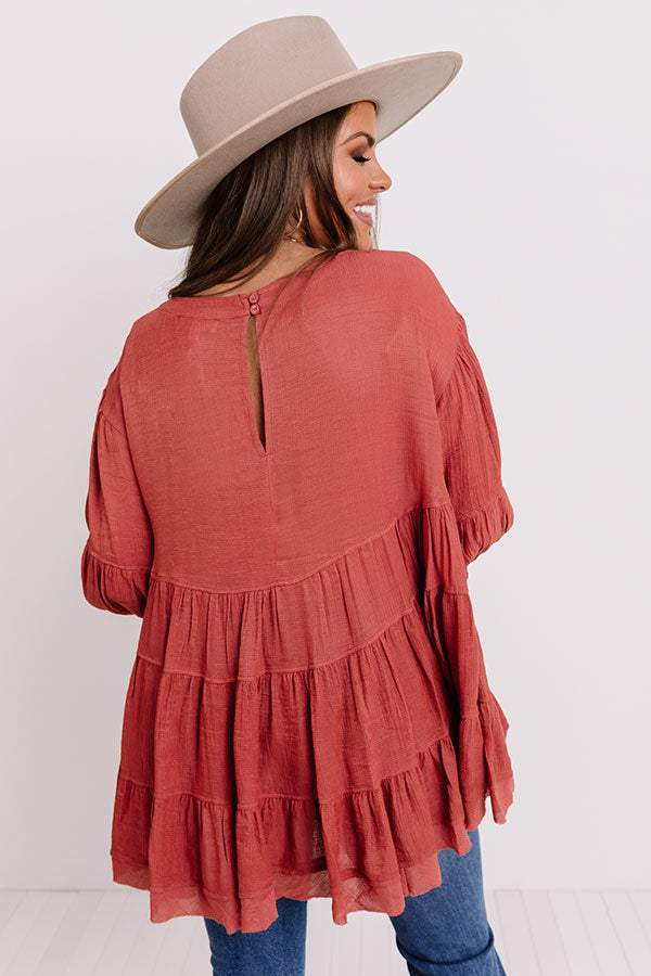 Vineyard Season Babydoll Top In Rose Image - 3