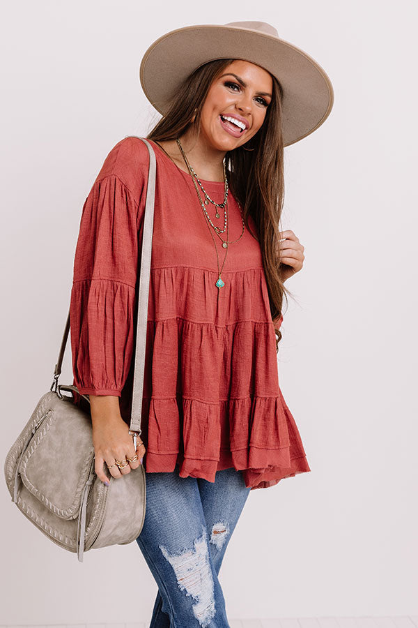 Vineyard Season Babydoll Top In Rose Image - 4