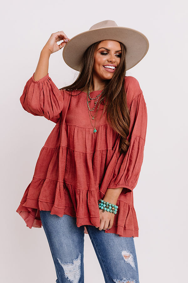 Vineyard Season Babydoll Top In Rose Image - 5