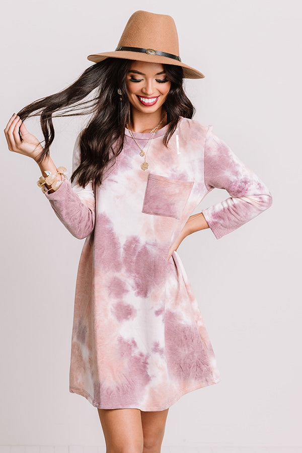 Calling Out Tie Dye Shift Dress in Dusty Purple Image - 1