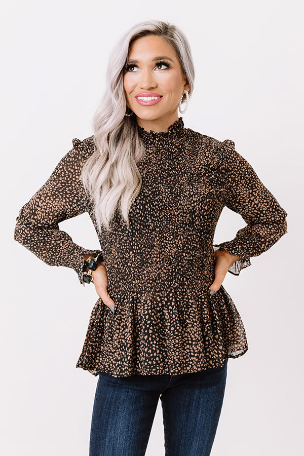 Prettier In The Fall Smocked Top in Black Image - 1