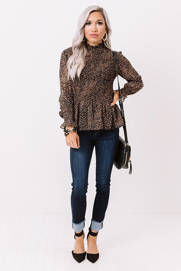 Prettier In The Fall Smocked Top in Black Image - 2