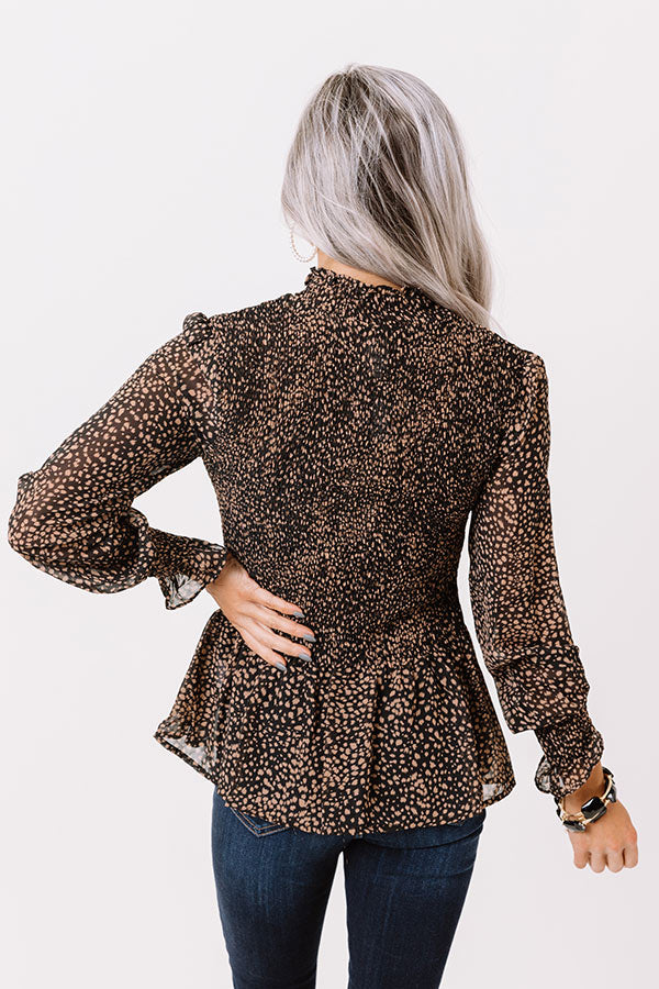 Prettier In The Fall Smocked Top in Black Image - 4