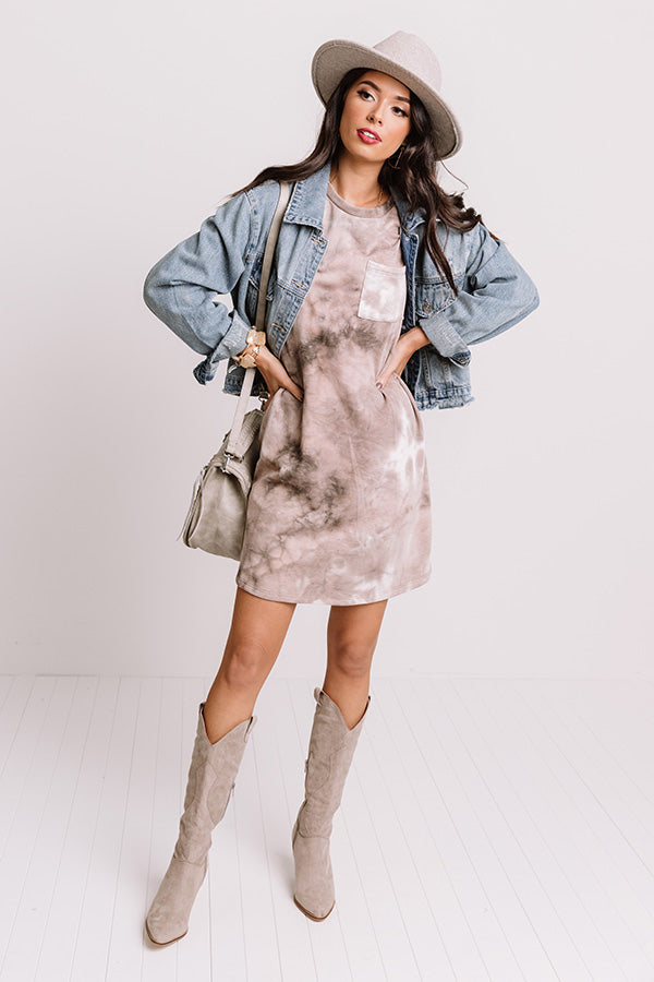 Calling Out Tie Dye Shift Dress in Taupe Image - 2