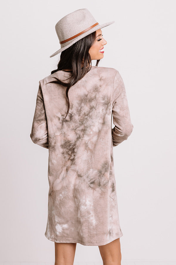 Calling Out Tie Dye Shift Dress in Taupe Image - 4