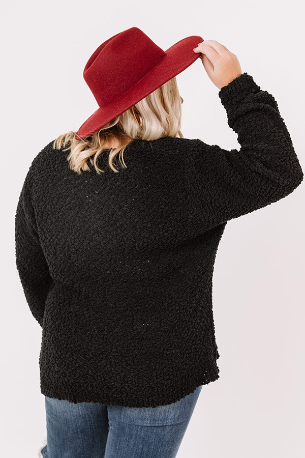 Crunching Leaves Popcorn Knit Sweater In Black   Curves Image - 4