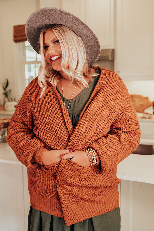 Fall Hike Knit Cardigan In Pumpkin Curves Image - 4