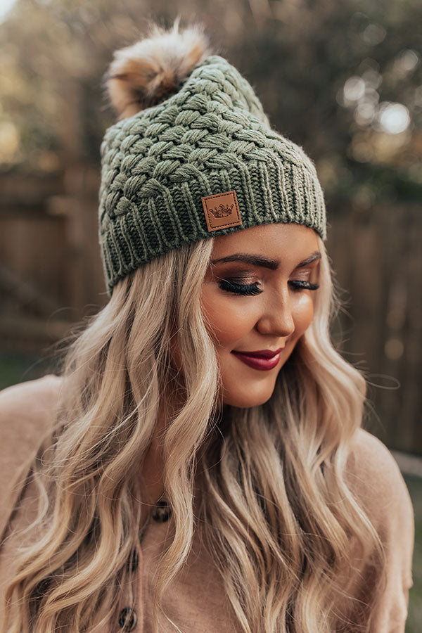 Cozy Mood Fleece Lined Beanie in Olive Image - 2