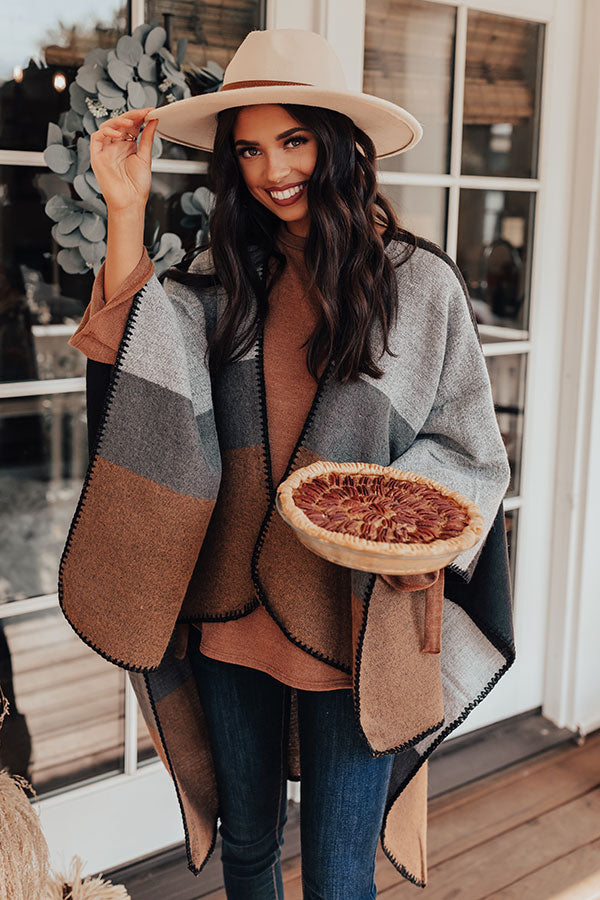 Rooftop Kisses Color Block Poncho Image - 1