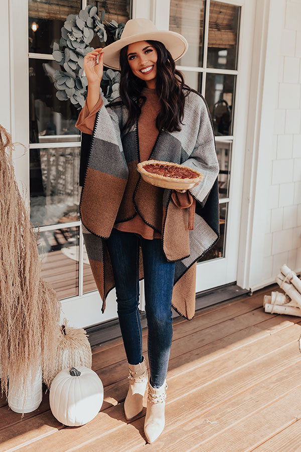 Rooftop Kisses Color Block Poncho Image - 1