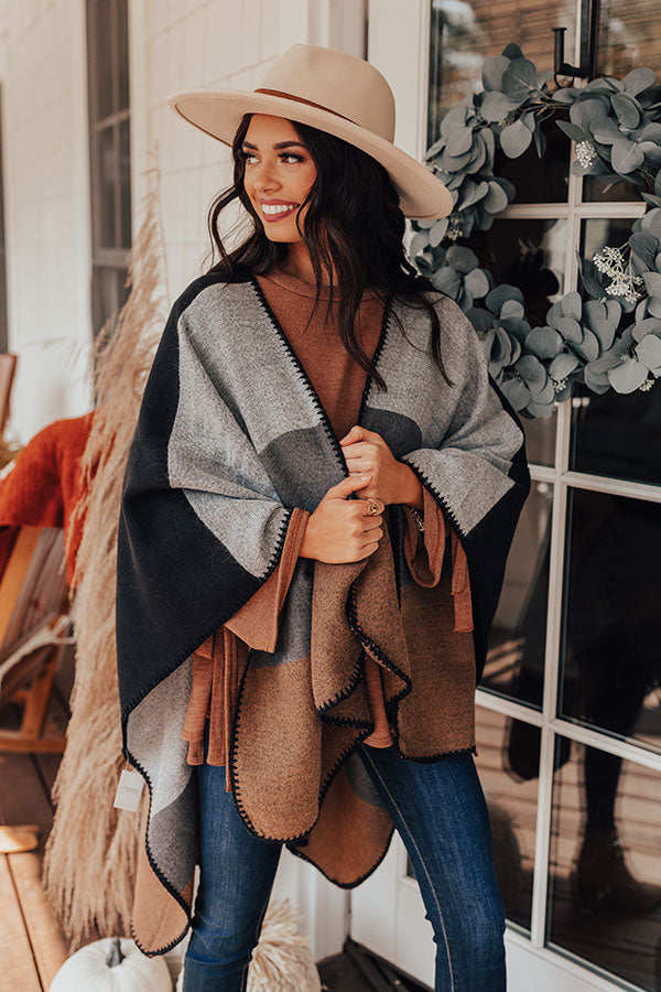 Rooftop Kisses Color Block Poncho Image - 1