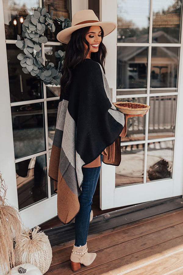 Rooftop Kisses Color Block Poncho Image - 1