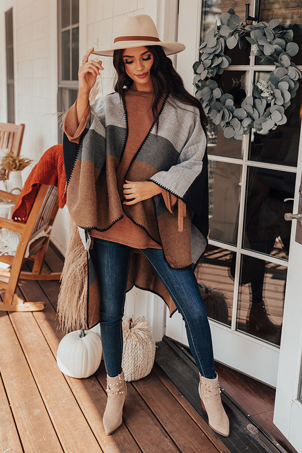 Rooftop Kisses Color Block Poncho Image - 1