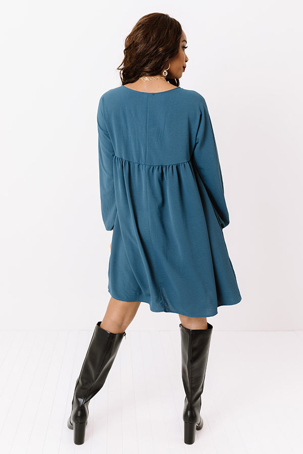 Charming Pose Babydoll Dress In Teal Image - 3